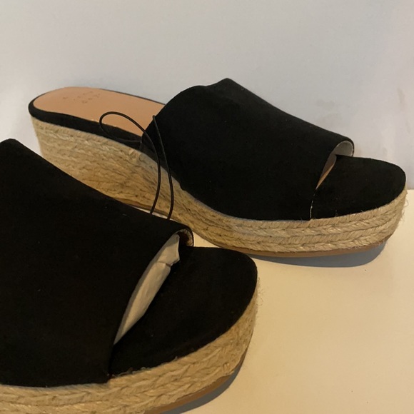 Memory foam black & mavis burlap slide heels - Picture 5 of 10